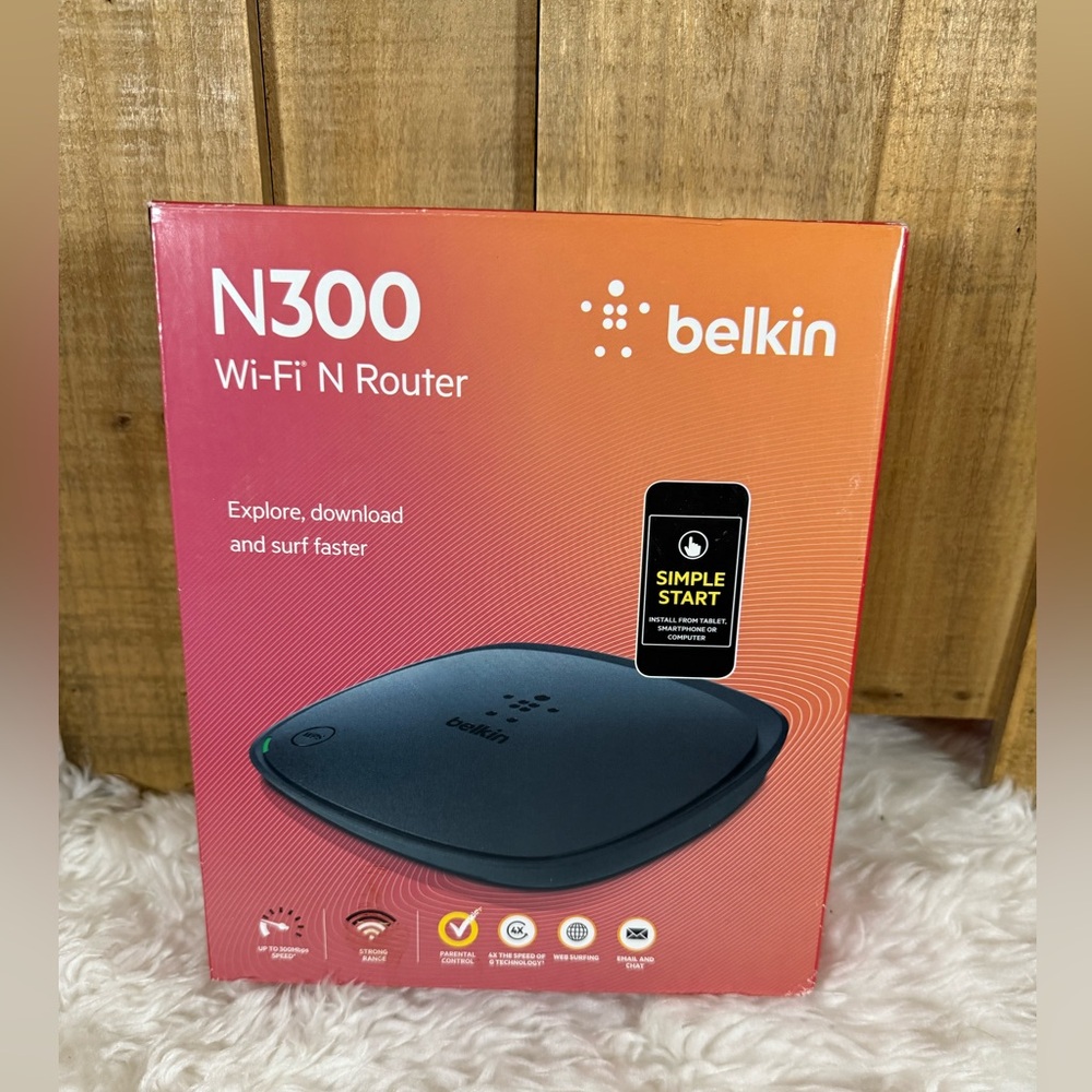 Belkin N300 Wi-Fi N Wireless Router Internet 2.4GHz Ethernet RJ45 New Open Box